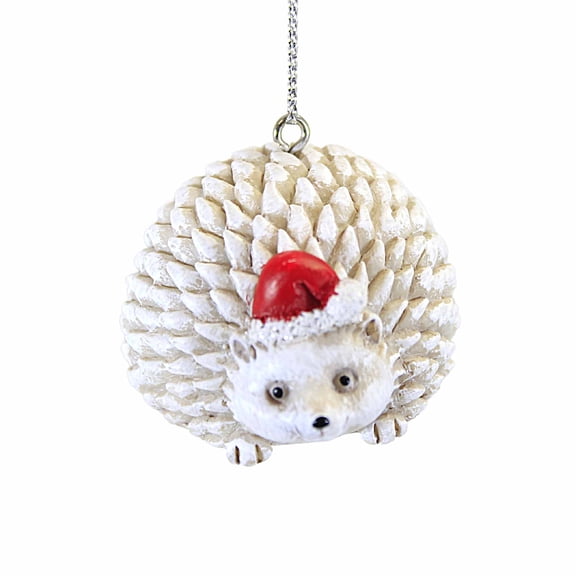 Roman 1.50In Pudgy Pals Ornament, Polyresin, Christmas Animal Santa Hat 136279 Hedgehog