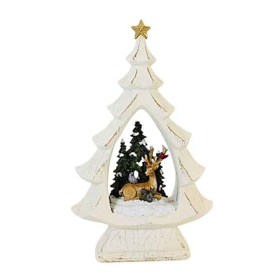 Roman 10.00In Tree W/Lighted Scene, Resin, Sleigh Deer Christmas Trees 137655-Deer