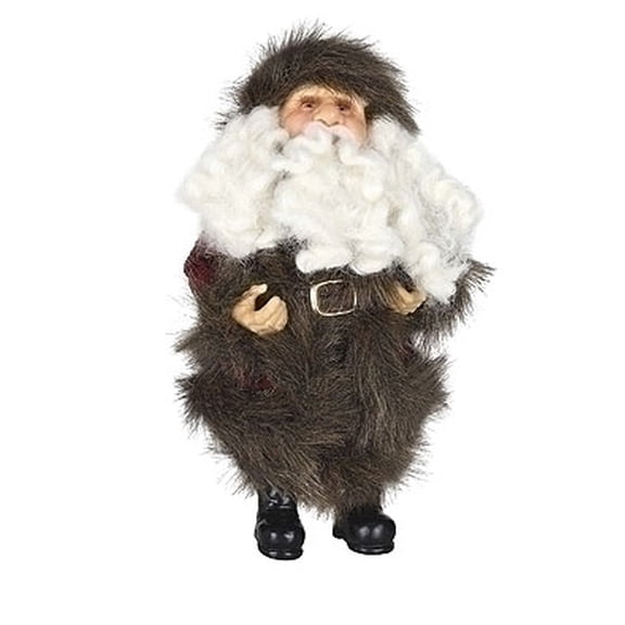 Roman 10" Brown and White Christmas Santa Claus in Burgundy Faux Fur Suit Figure