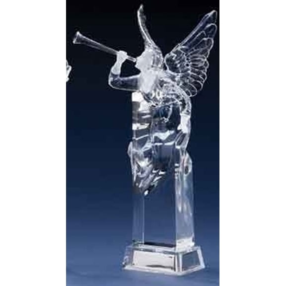 Roman 11.5" Icy Crystal Led Lighted Christmas Angel Figure with Trumpet Horn