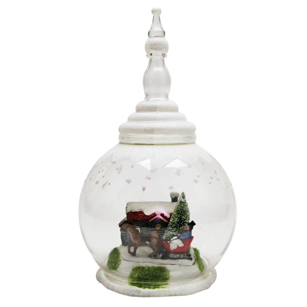 11.5" Clear Resin LED Lighted Horse and Sleigh Christmas Decoration