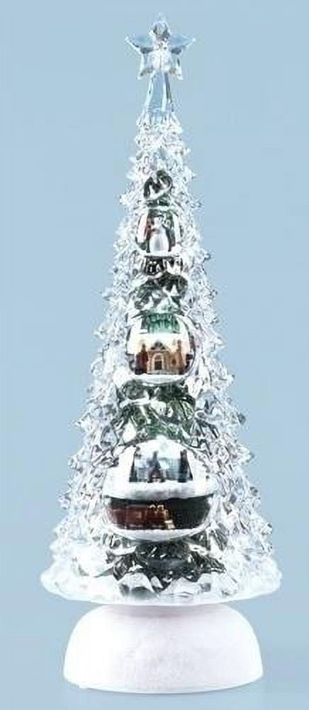 Roman 11.5 Pre-Lit Clear and White Icy LED Lighted Rotating Musical Christmas  Tree Tabletop 