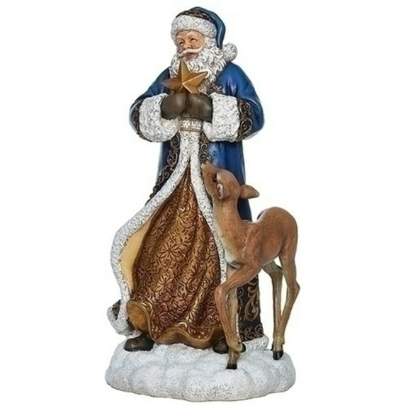 Roman 11.5" Standing Santa and Deer Christmas Tabletop Figurine