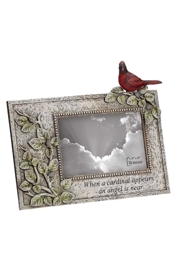 13230 Cardinal Memorial Frame, 8-inch Height, Resin and Mix Stone