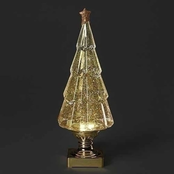 Roman 14 Inches LED Gold Glitter Swirl Tree with Base