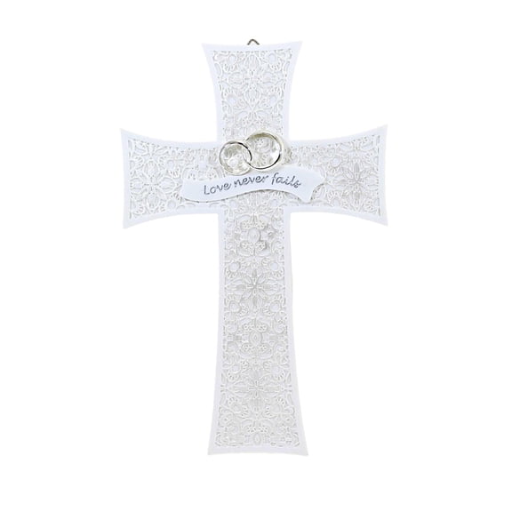 Roman 14947 Lace Wedding Wall Cross, 7.5-inch Height, Resin and Stone Mix