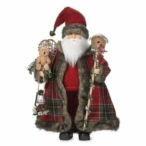 Roman 16.75" Standing Santa with Plaid Jacket Christmas Figurine