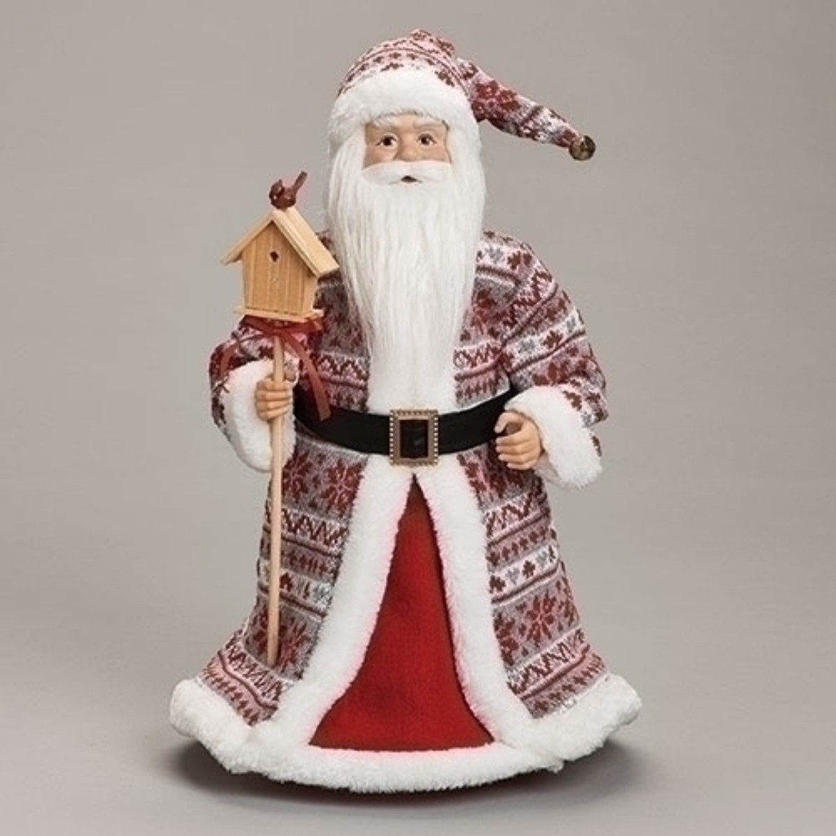 Roman 16" Standing Santa with Birdhouse Christmas Tree Topper, Unlit