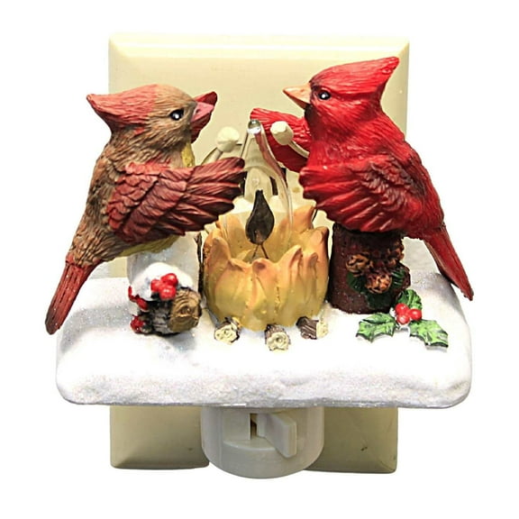 Roman 160230 Cardinal Campfire Night Light, Flicker Flame, Plug-in, 5.25-inch Height, Resin and Plastic