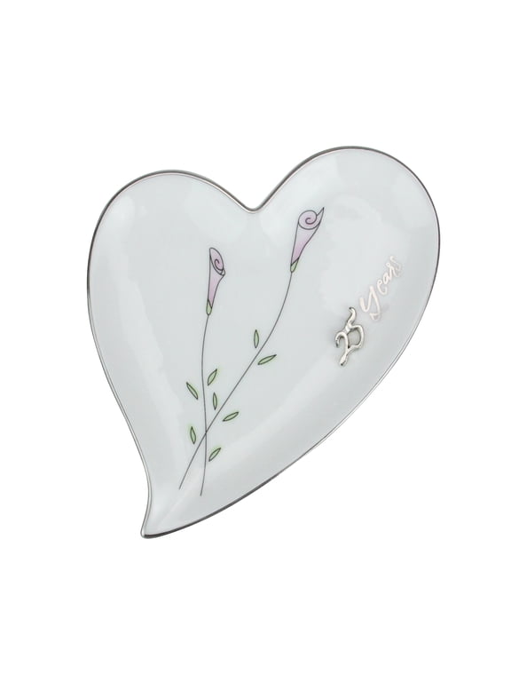 25th Silver Wedding Anniversary Heart Shaped Ring Holder #11082