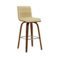 thumbnail image 1 of Vienna 26" Mid Century Modern Swivel Bar Stool in Walnut Wood Finish with Cream Faux Leather, 1 of 12