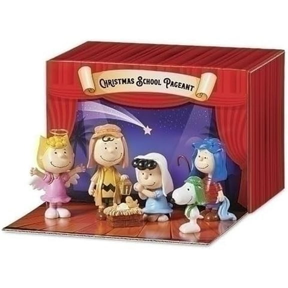 Roman 3.5 Inch H 6PC Set Peanuts Pageant with Carry Box, Christmas Decoration