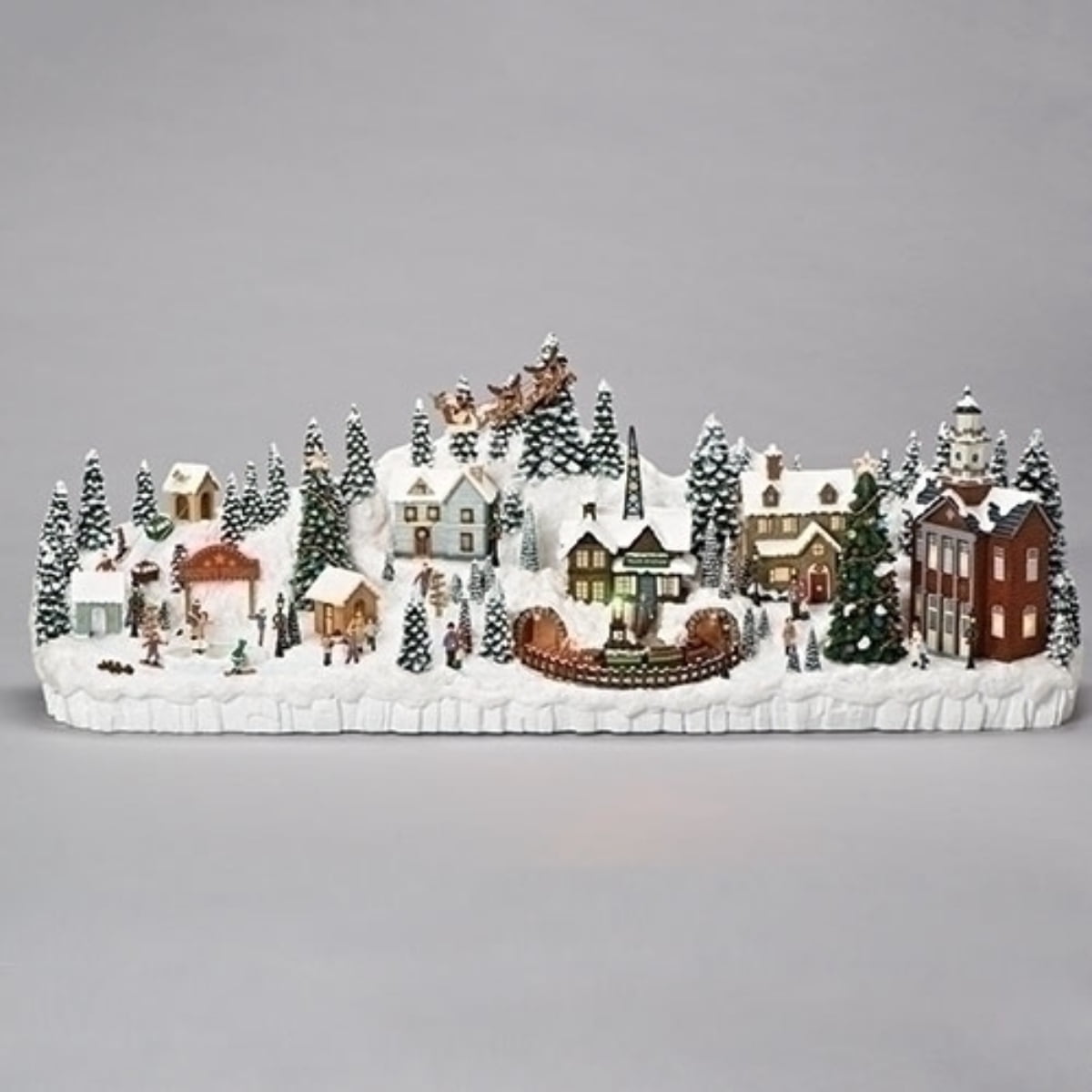 Roman 33" White and Multicolor Musical LED Christmas Village Mantelpiece