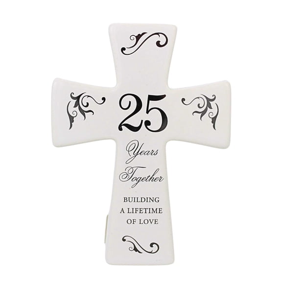 Roman 4.25In 25Th Anniversary Tabletop Cross Keepsake, Ceramic, Anniversary Cross 11898