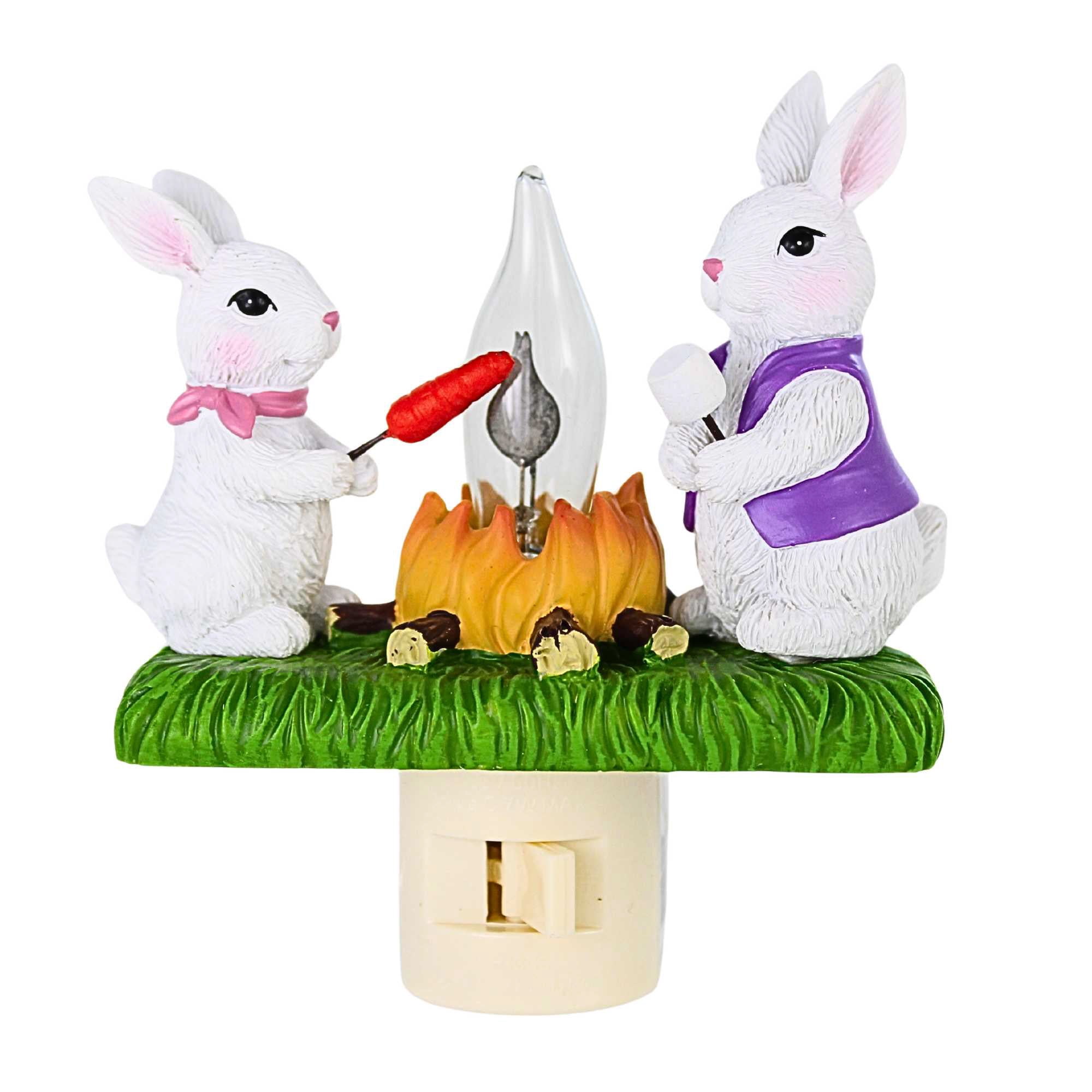 Electric Rabbit Rabits Roman 4.50In Bunnies Campfire Nightlight, Resin, Rabbits Carrot ...