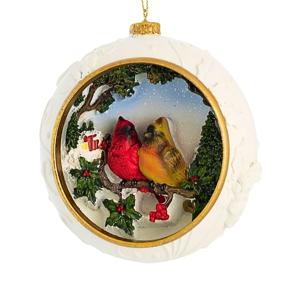 Roman 4.50In Carved Cardinal Ornament, Polyresin, Birds Winter 138533