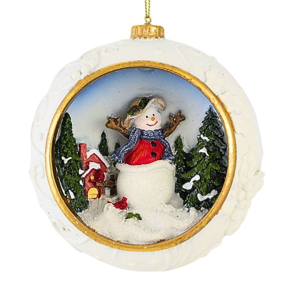 Roman 4.50In Carved Snowman Ornament, Polyresin, Winter Snow 138532
