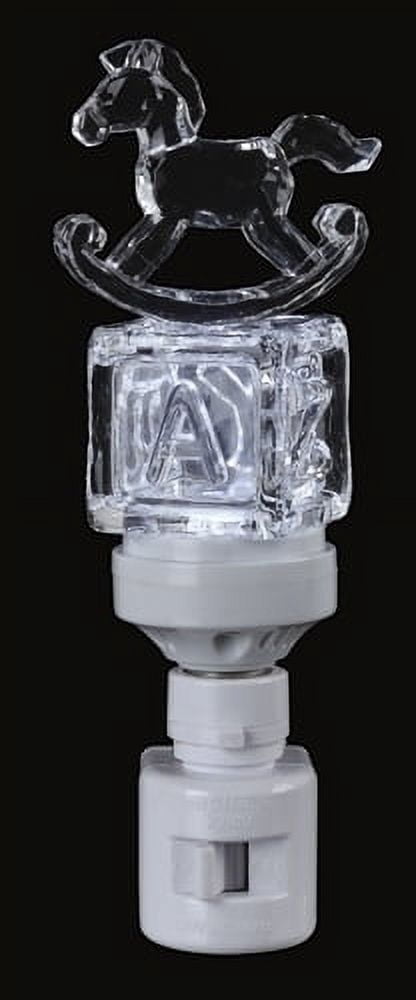 Roman 6.5" Icy Crystal LED Lighted Baby Block Rocking Horse Night Light