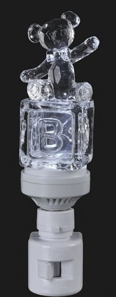 Roman 6.5" Icy Crystal LED Lighted Baby Block Teddy Bear Night Light