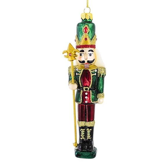 Roman 6.75In Nutcracker Ornament, Glass, Royal Soldier 135114 Green