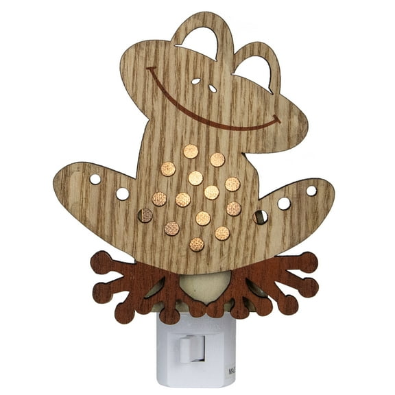 Roman 6" Wooden LED Smiling Frog Night Light