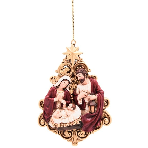 Roman 633373 Holy Family Ornament with Gold Tree Filigree, 4.25-inch Height