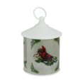 thumbnail image 1 of Roman 7.5” Battery Operated LED Resting Cardinal Scene Christmas Lantern - White/Green, 1 of 2