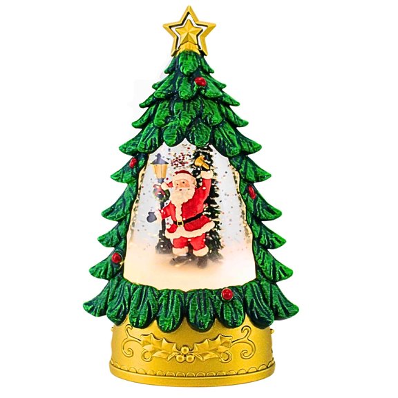 Roman 7.50In Lighted Swirl Mini Tree With Santa Scene, Plastic, 139249