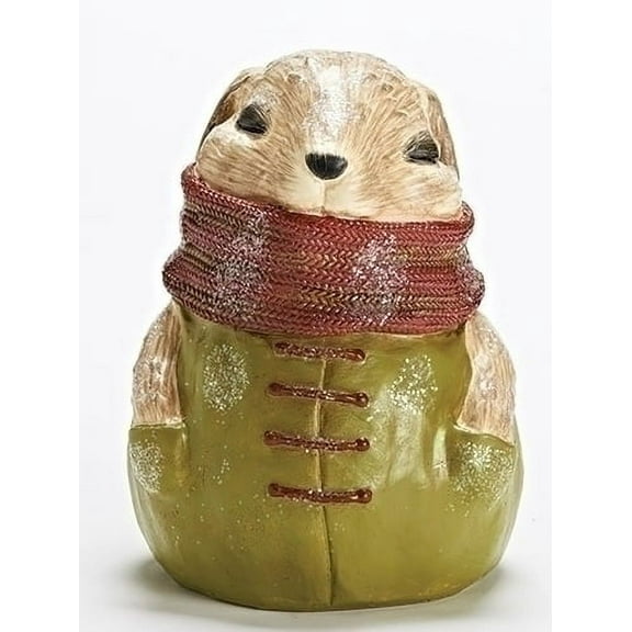 Roman 8.5" Brown and Green Bunny Rabbit Christmas Tabletop Figure