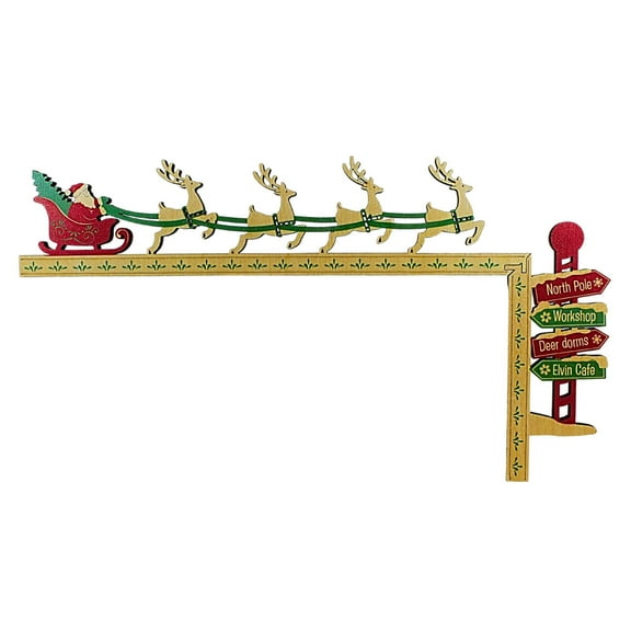 Roman 8.50In Santa Door Frame Decor, Wood, Reindeer North Pole Sign 137342