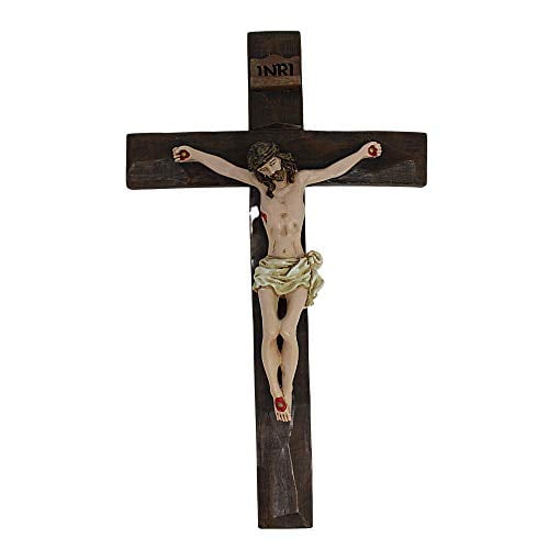 Roman 8" Inri Driftwood Texture Crucifix Wall Cross