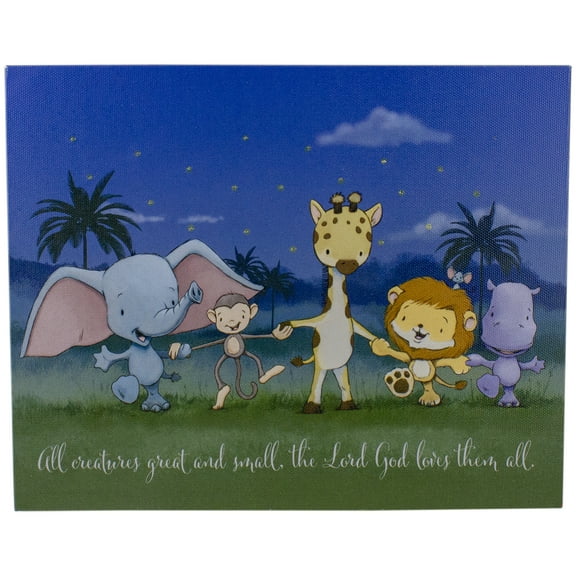 Roman 8" LED Lighted "All Creatures" Canvas Wall Art