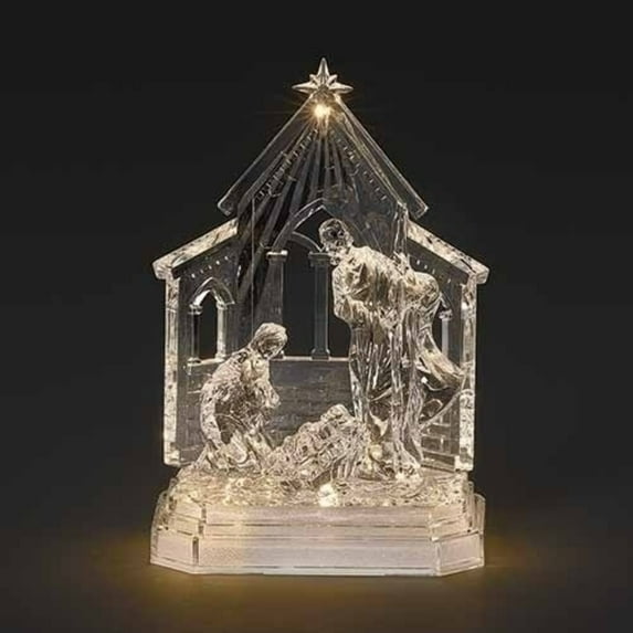 Roman 8" LED Lighted Holy Family with Stable Christmas Tabletop Figurine