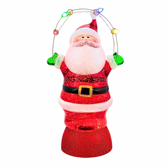 Roman 9.00In Swirling Santa With Lights, Plastic, Lighted Usb Battery 137175