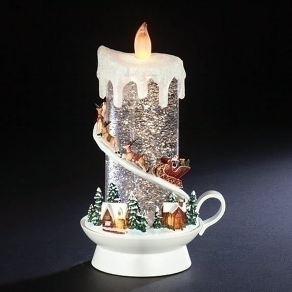 Roman 9.25" LED Lighted Swirl Candle Santa Christmas Tabletop Decor
