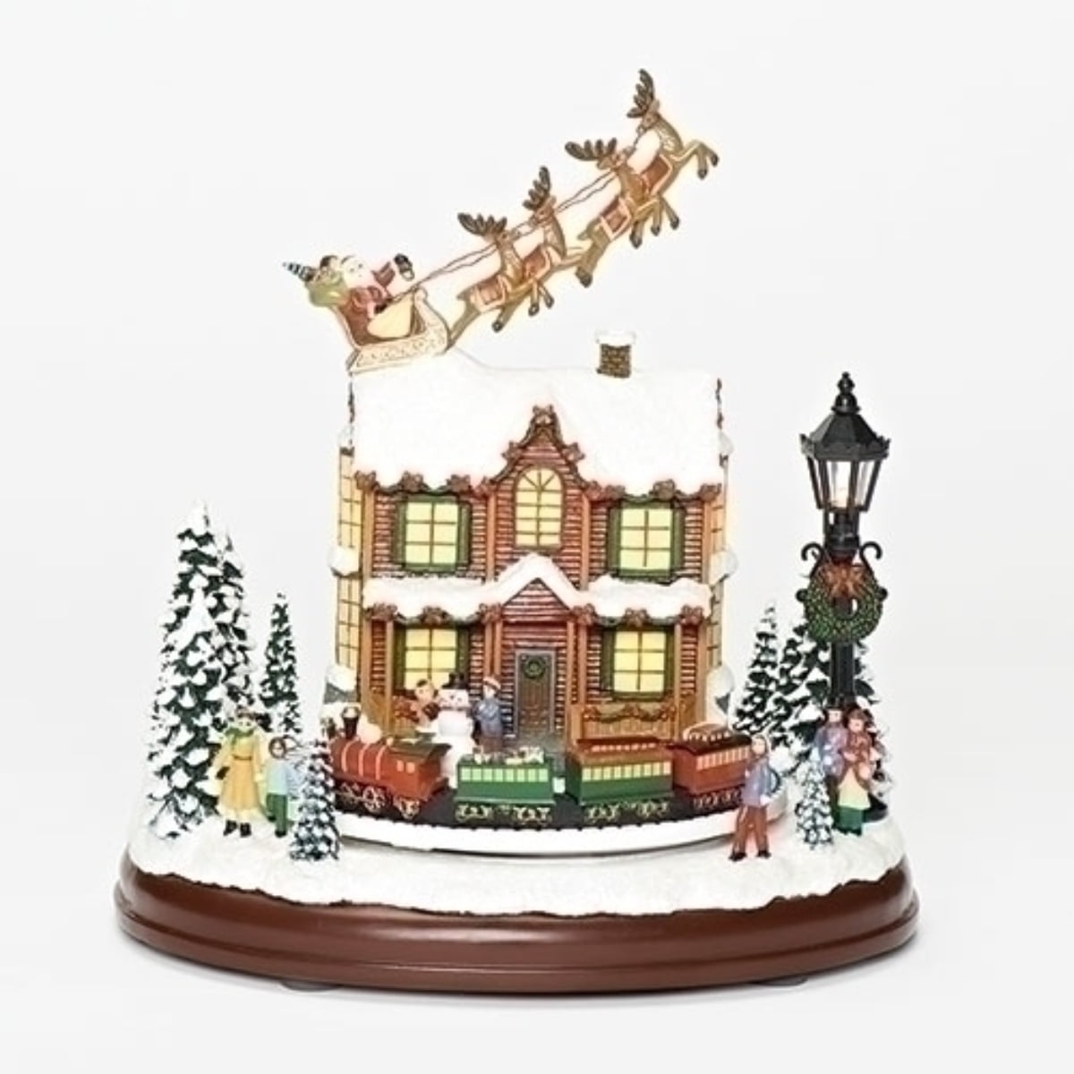 9.25" LED Lighted Musical Santa Over House Christmas Village Decor