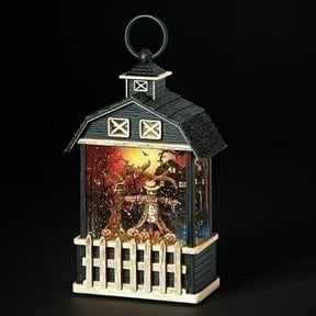 Roman 9.5" LED Lighted Haunted Barn Halloween Snow Globe Lantern