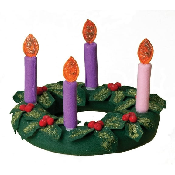 Roman 9.75" Fabric Advent Wreath With Velcro Candles