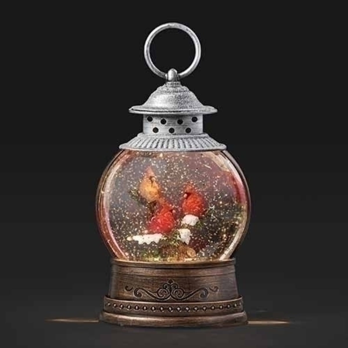 Roman 9.75" LED Lighted Cardinal Round Christmas Snow Globe Lantern ...