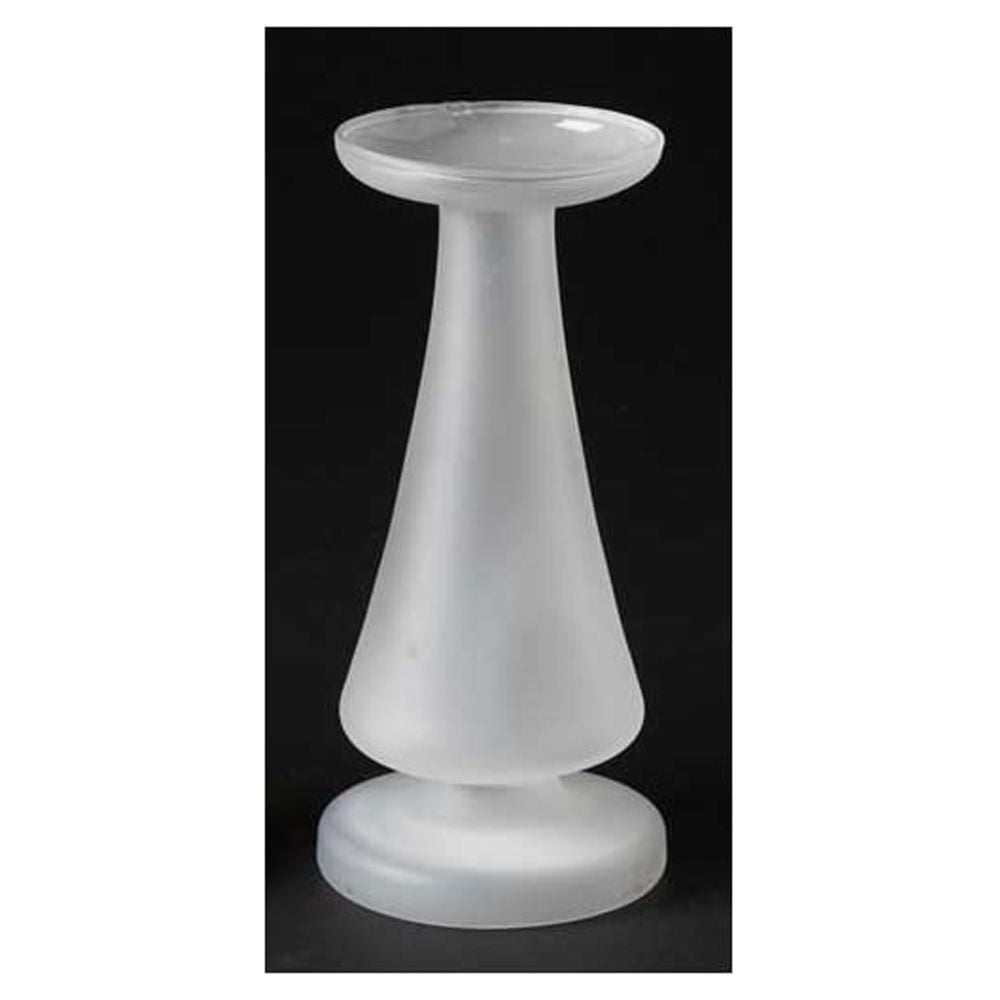 Roman 9" Contemporary Sleek White Frosted Glass Pillar Candle Holder