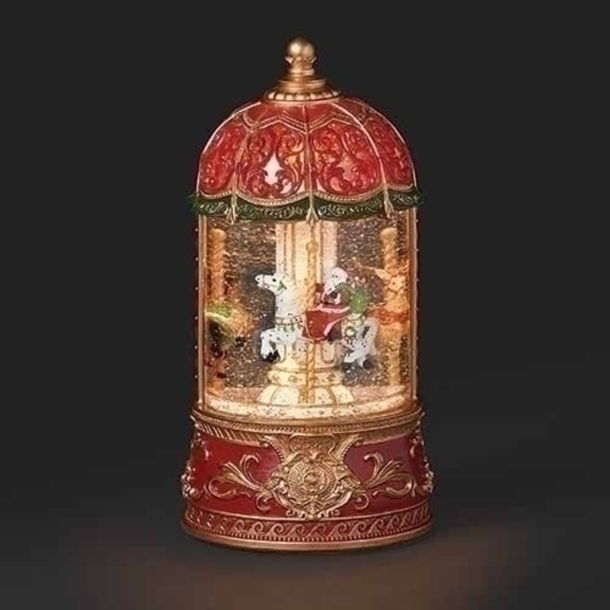 Roman 9" Red and Gold LED Musical Carousel Christmas Decor