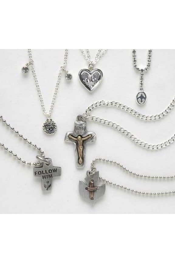 Assorted Confirmation Pendants - 24" - Silver - Set of 12