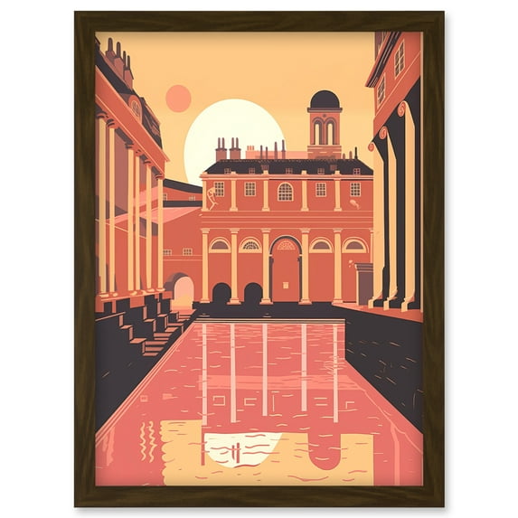 Roman Baths Georgian Architecture Illustration Artwork Framed Wall Art Print A4