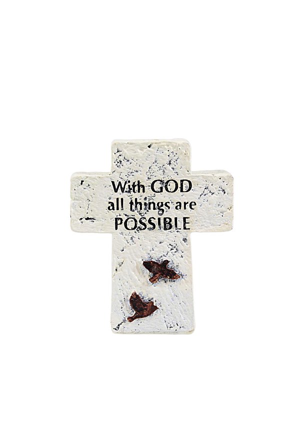3.00In Blessing Cross, Polyresin, Heart Encouragement 12628 Possible