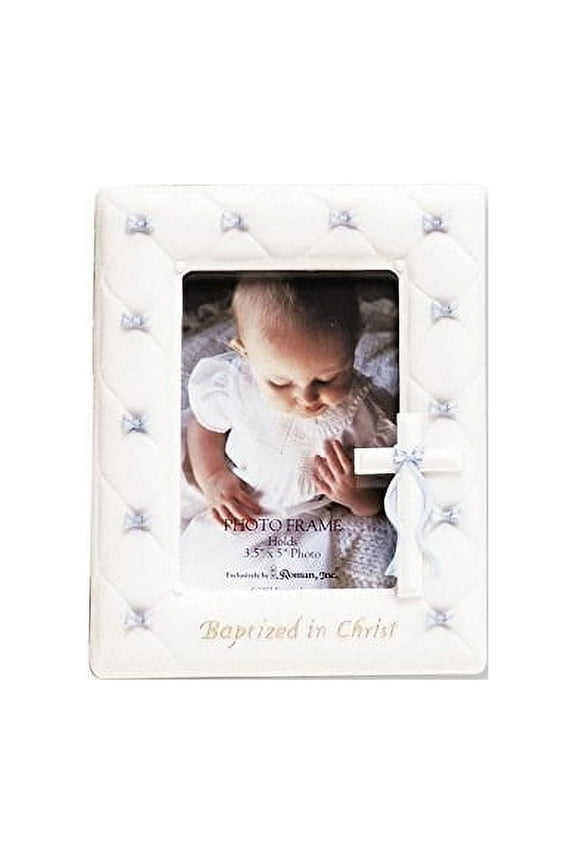 Boy Baptism Frame - One Picture Frane 6.75 Inch, Resin - Cross Baptized In Christ 42988