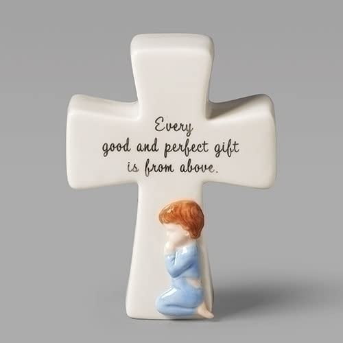 Roman Boy Prayer Box Cross Valencia, 4.75-inch Height, Table Accent, Religious Decor, Bedroom, Home, Shelve