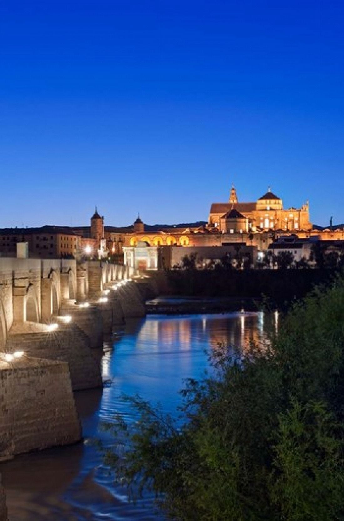 Roman Bridge Catedral Mosque of Cordoba Cordoba Andalucia Spain Canvas Art - Rob Tilley DanitaDelimont (19 x 29)