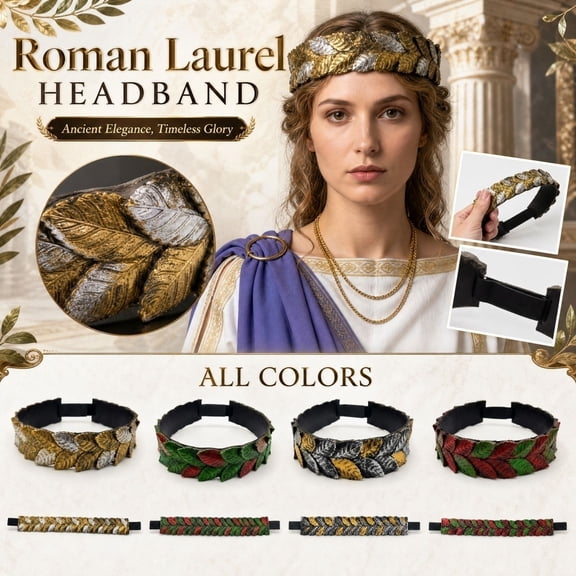 Roman Carnival Stage Headdress, Halloween Party Decorations, Gold Leaf (Red & Green Tone Olive Leaf Style), Vintage Halloween Decor, Red Roman Peace Olive Leaf Headband, 20X2 Inch