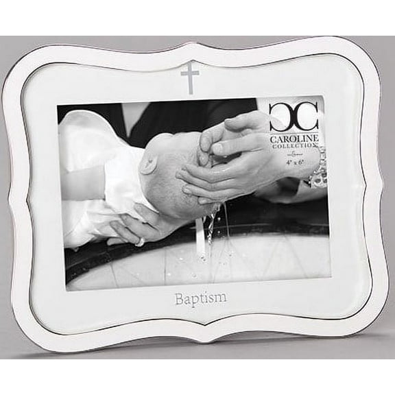 Roman Caroline Collection 8.25"H White Baptism Frame, Holds 4" x 6" Photo