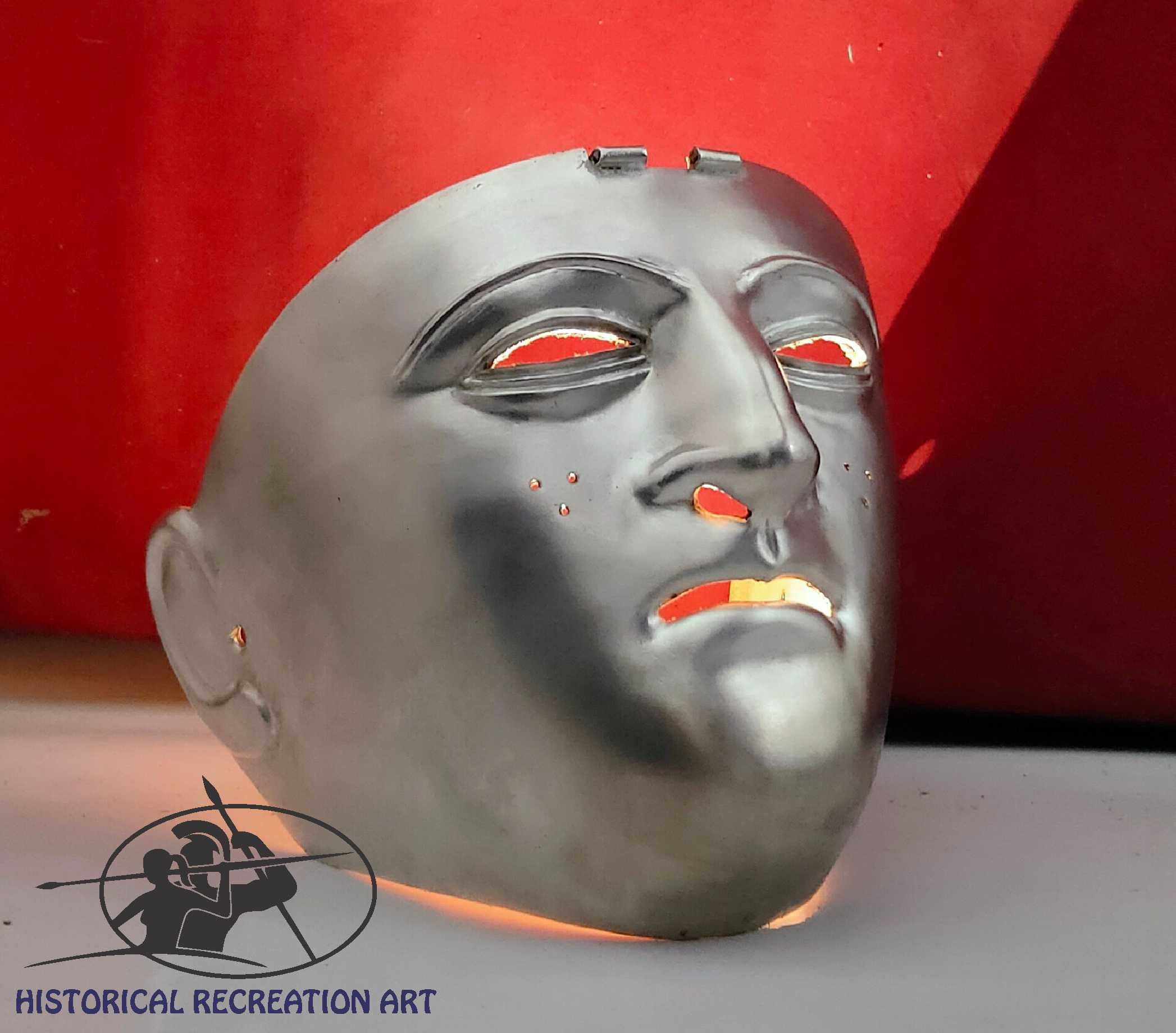 Roman Cavalry Mask Handcrafted Silver Coated Mild Steel
